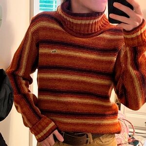 Lacoste Striped turtleneck Sweater - Red and Brown Women’s 39